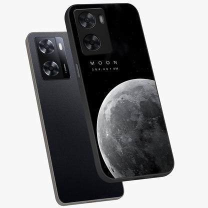 Cosmic Moon Glow Glass Case displayed in angled mockup highlighting celestial moon design with cosmic aesthetic theme.