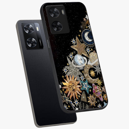 Cosmic Sparkle Dreams Glass Case displayed in angled mockup highlighting dreamy star sparkle design with celestial aesthetic.