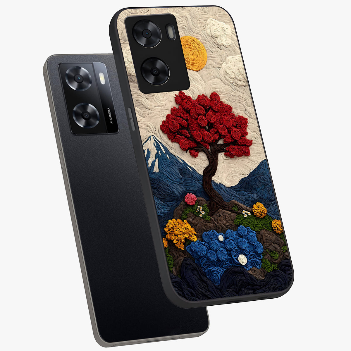 Eternal Nature Tapestry Glass Case displayed in angled mockup highlighting detailed botanical pattern with artistic aesthetic.