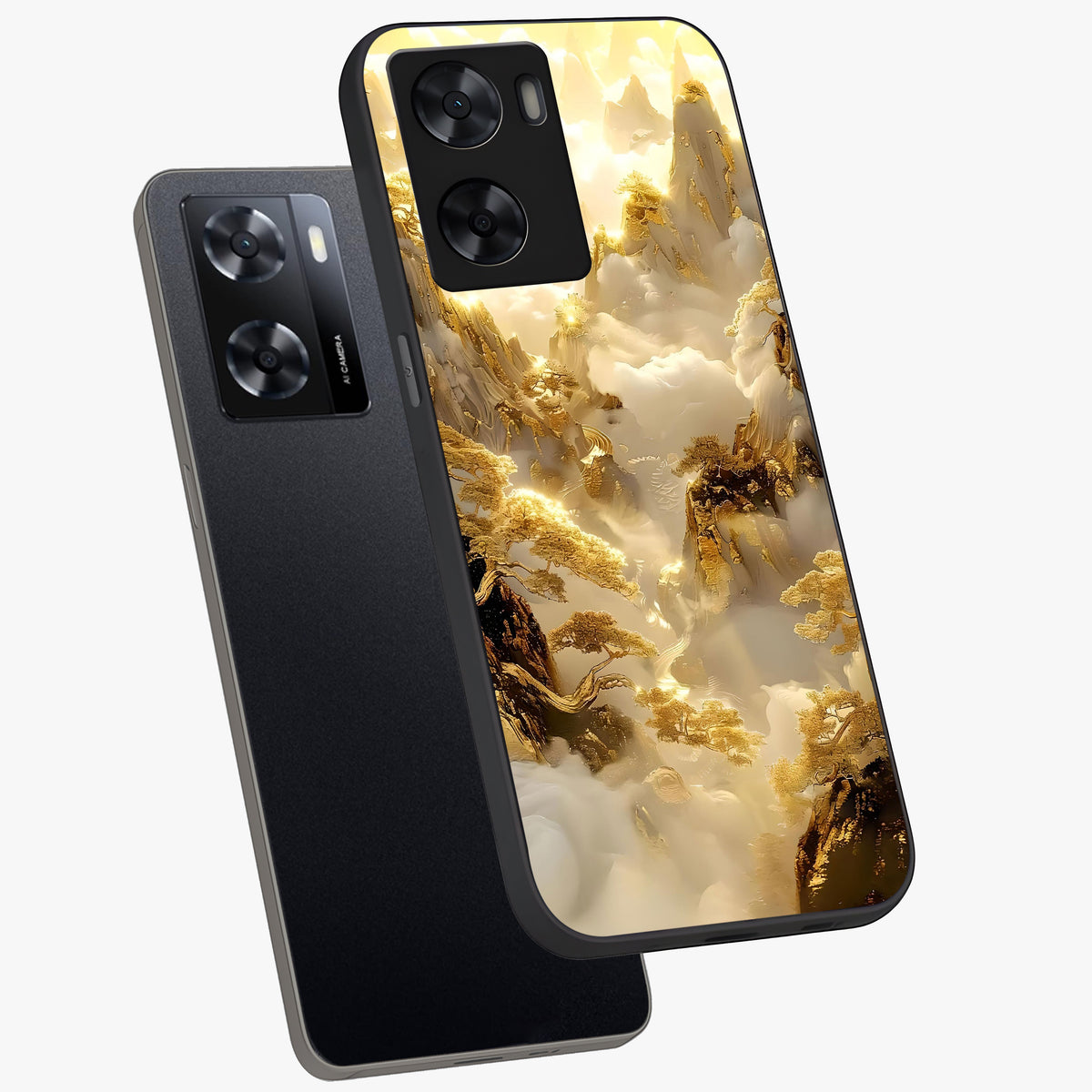 Gates Of Illumination Glass Case displayed in angled mockup highlighting radiant portal inspired design with fantasy aesthetic.