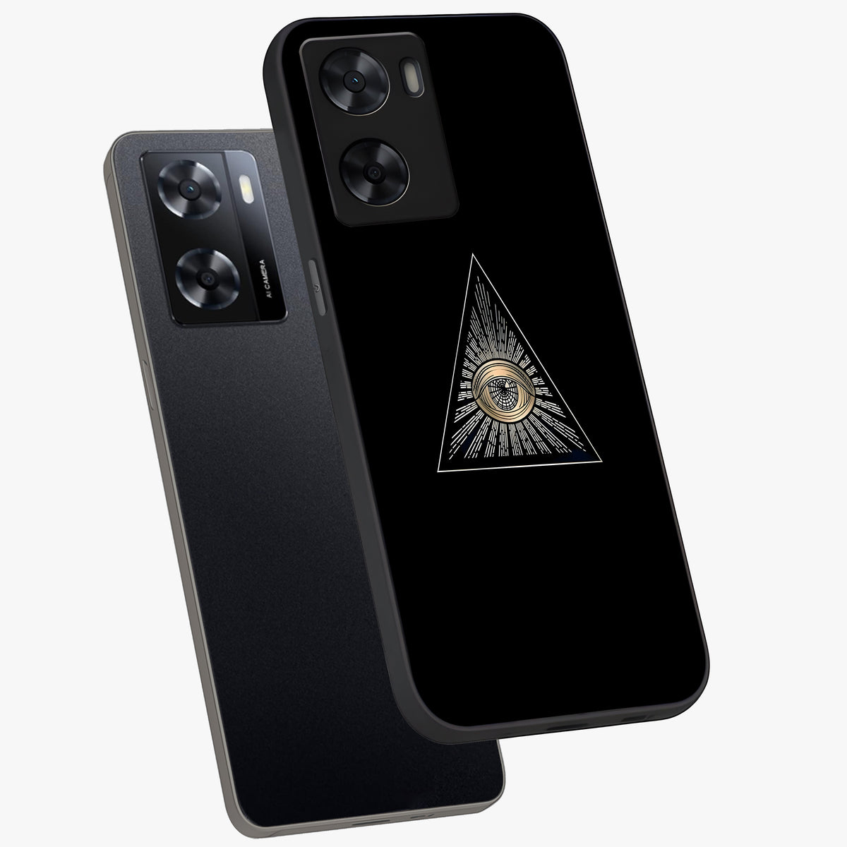 Illuminati Evil Glass Case displayed in angled mockup highlighting dark occult inspired design with bold aesthetic style.