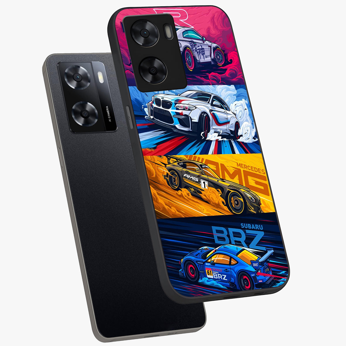 JDM Sports Car Glass Case displayed in angled mockup highlighting sleek Japanese racing car design with automotive aesthetic.