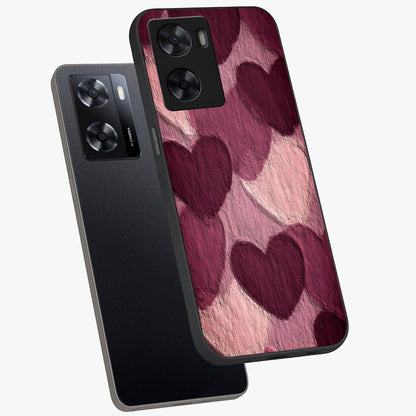 Layered Paper Hearts Glass Case displayed in angled mockup highlighting creative paper craft heart design with romantic aesthetic.