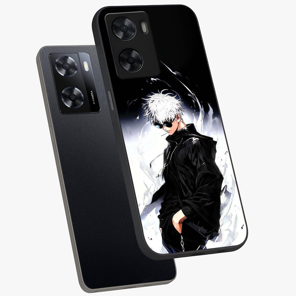 Limitless Shadow King Glass Case displayed in angled mockup highlighting dramatic dark hero design with intense aesthetic.