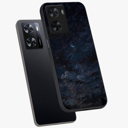 Lunar Veil Silence Glass Case displayed in angled mockup highlighting soft lunar design with peaceful celestial aesthetic.