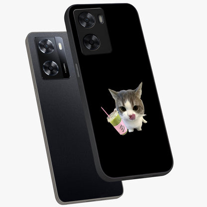 Matcha Cat Style Glass Case displayed in angled mockup highlighting playful feline design with pastel matcha aesthetic.