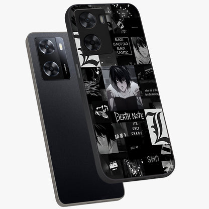 Midnight Chaos Mind Glass Case displayed in angled mockup highlighting chaotic artistic design with dramatic midnight aesthetic.