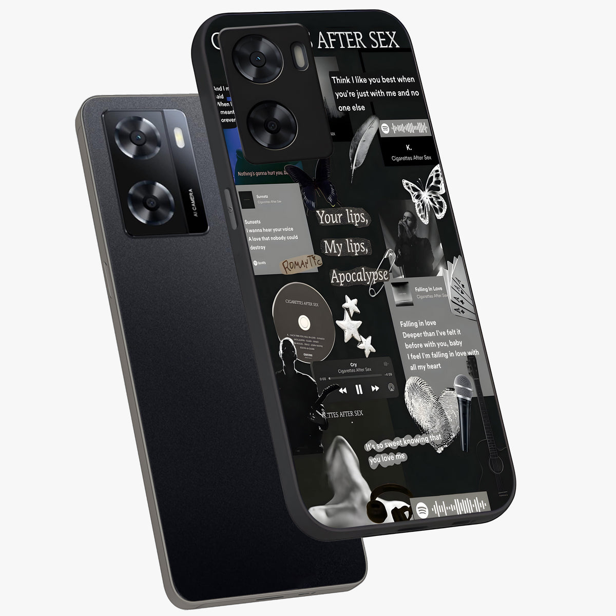 Midnight Love Echo Glass Case displayed in angled mockup highlighting elegant love inspired design with deep aesthetic style.