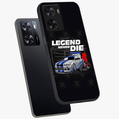 Midnight Racing Legacy Glass Case displayed in angled mockup highlighting dynamic automotive design with bold midnight aesthetic.