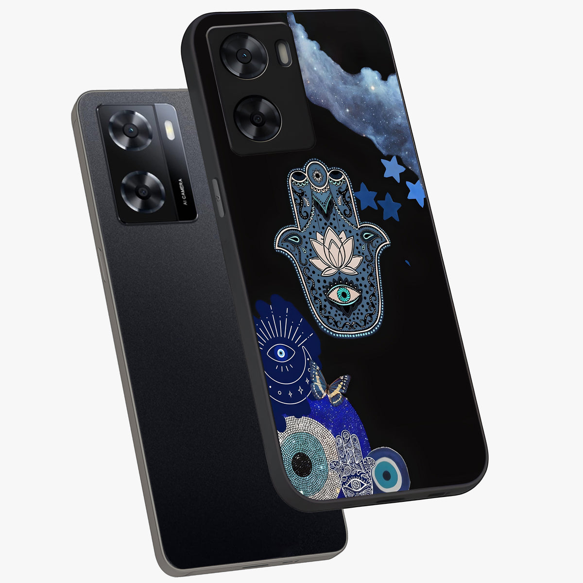 Mystic Hand Aura Glass Case displayed in angled mockup highlighting magical aura design with spiritual aesthetic style.