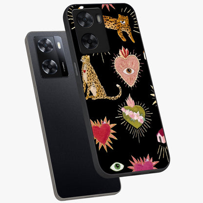 Sacred Jungle Heart Glass Case displayed in angled mockup highlighting lush tropical design with natural aesthetic style.