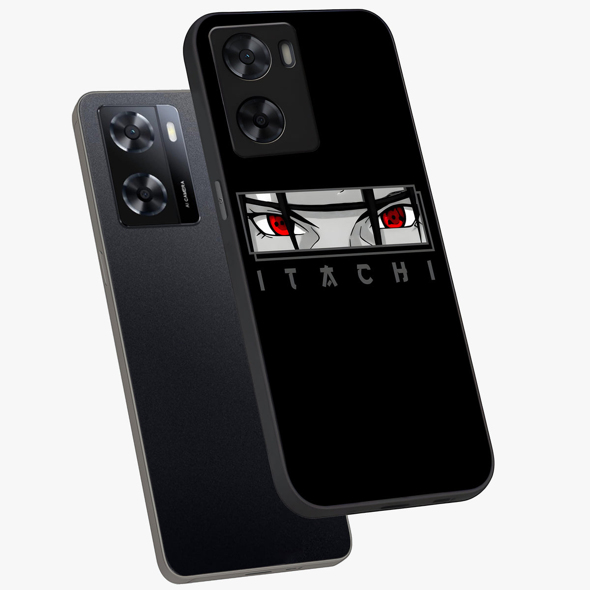 Scarlet Gaze Dominance Glass Case displayed in angled mockup highlighting intense visual design with bold scarlet aesthetic.