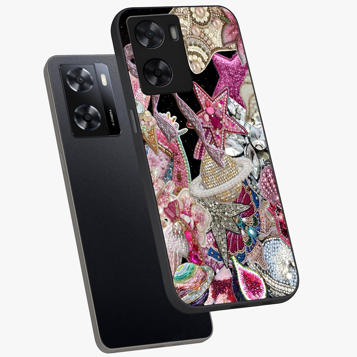 Starlit Jewel Dream Glass Case displayed in angled mockup highlighting glowing celestial jewel design with dreamy aesthetic.