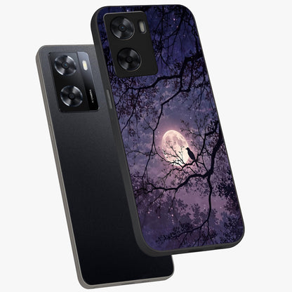 Whispering Moon Silence Glass Case displayed in angled mockup highlighting calm lunar design with dreamy night aesthetic.