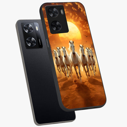 Wild Sunset Majesty Glass Case displayed in angled mockup highlighting vibrant sunset sky design with scenic aesthetic.