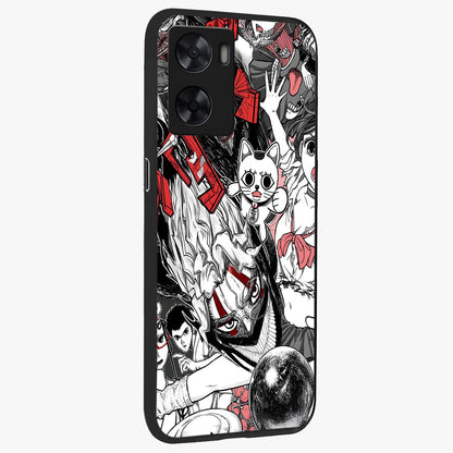 Crimson Chaos Panel Glass Case upright view showcasing intense crimson artwork with dramatic aesthetic style.
