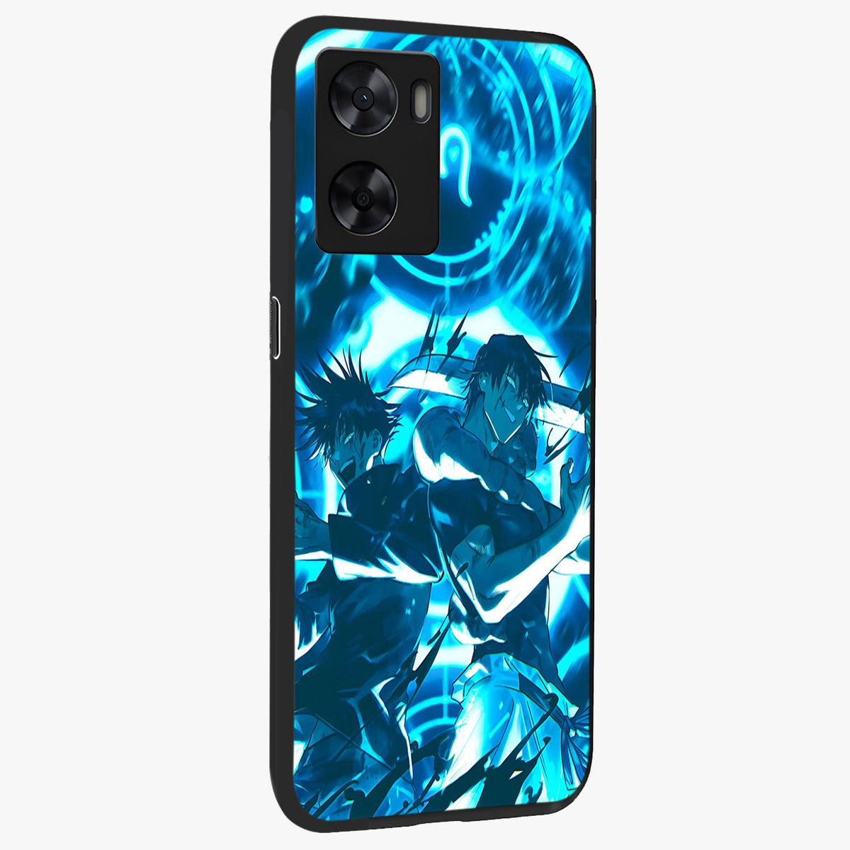 Cursed Energy Clash Glass Case upright view showcasing dramatic clash artwork with bold supernatural theme.