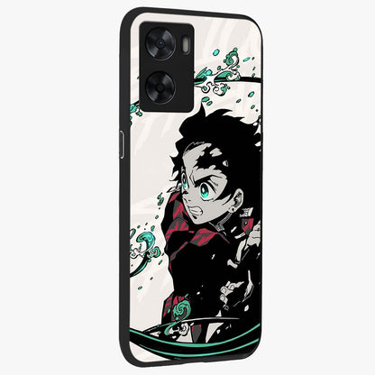 Demon Slayer Glass Case upright view showcasing powerful anime artwork with intense warrior theme.