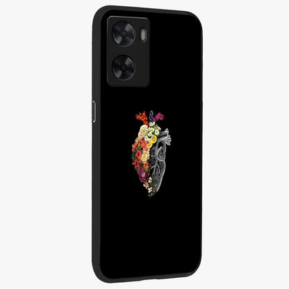 Heart With Flowers Glass Case upright view showcasing decorative heart and floral artwork with sweet romantic theme.