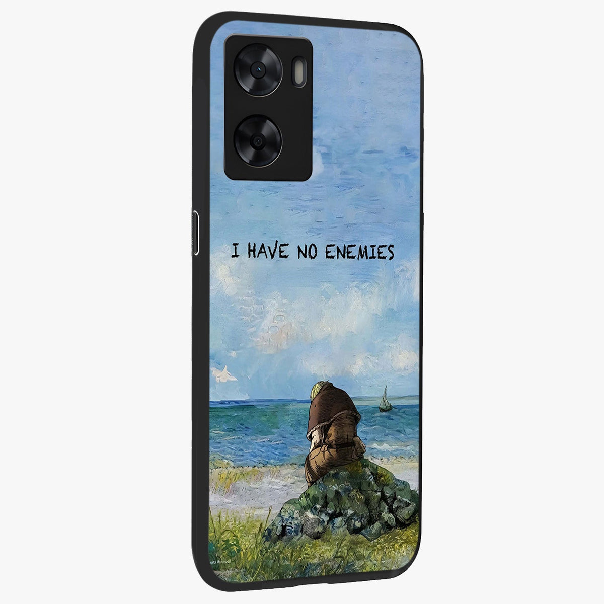 Peace Beyond War Glass Case upright view showcasing powerful peace symbol artwork with inspirational theme.
