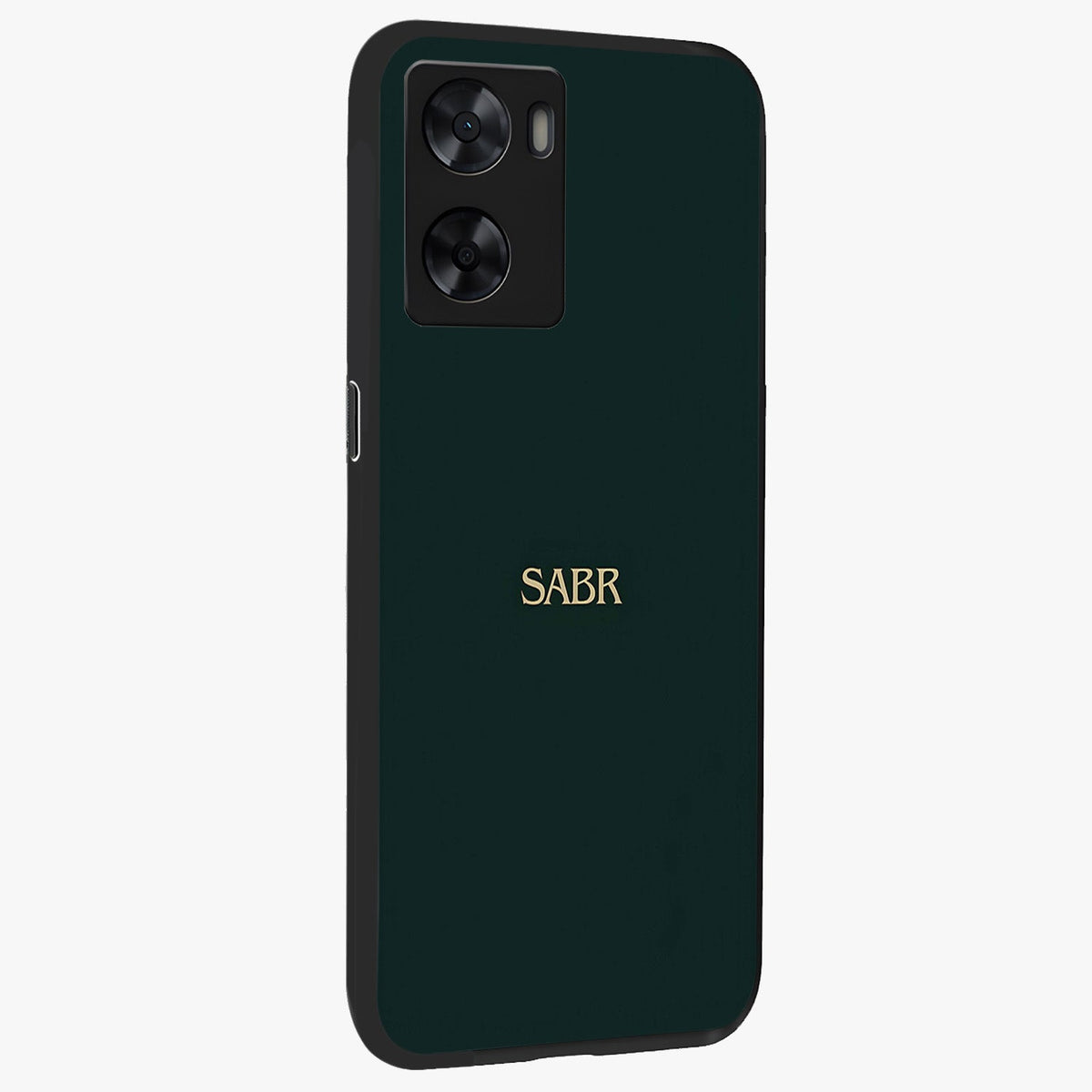Sabr Minimal Patience Glass Case upright view showcasing calm minimalist artwork with motivational patience theme.