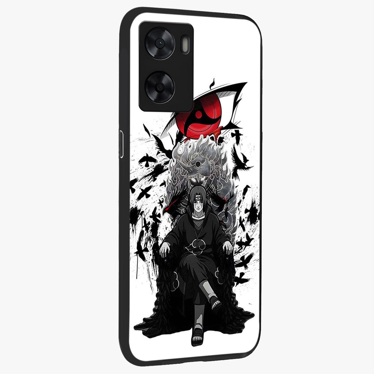 Uchiha Shadow Throne Glass Case upright view showcasing magical underwater galaxy artwork with vibrant cosmic theme.