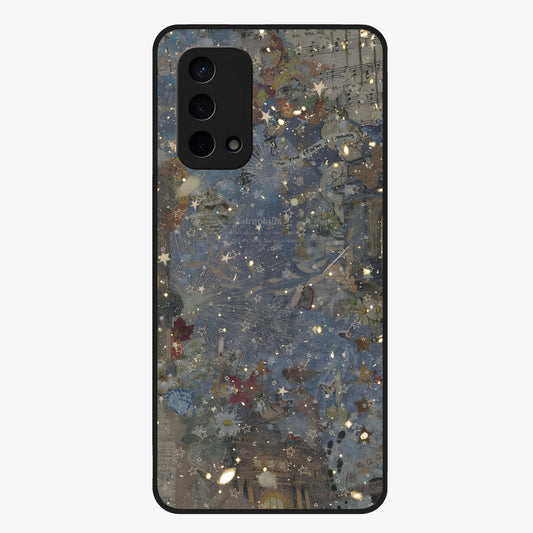 Aesthetic Astrolophia Glass Case showing flat back view with dreamy aesthetic design and glossy glass finish.
