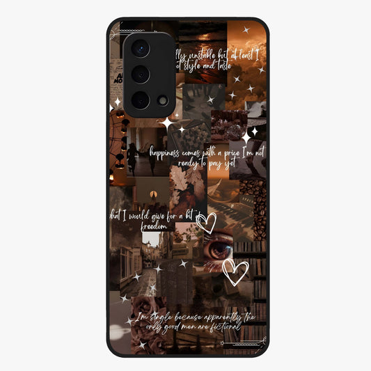 Bittersweet Aesthetic Chaos Glass Case showing flat back view with artistic chaotic aesthetic design and glossy glass finish.