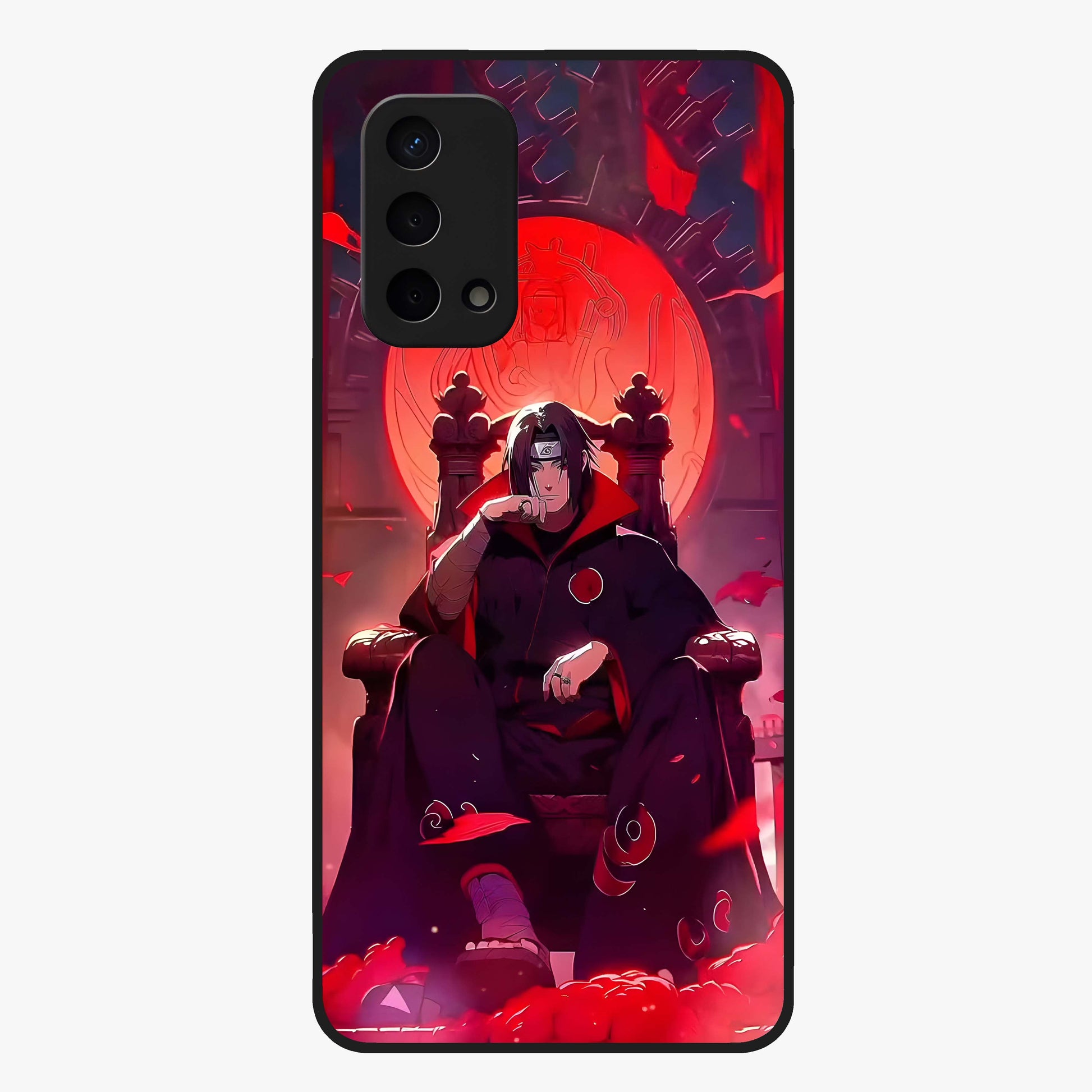 Blood Moon Sovereign Glass Case showing flat back view with mystical blood moon artwork and glossy glass finish.