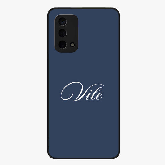 Blue Background Personalized Custom Name Glass Case showing flat back view with minimal blue background and custom name design.