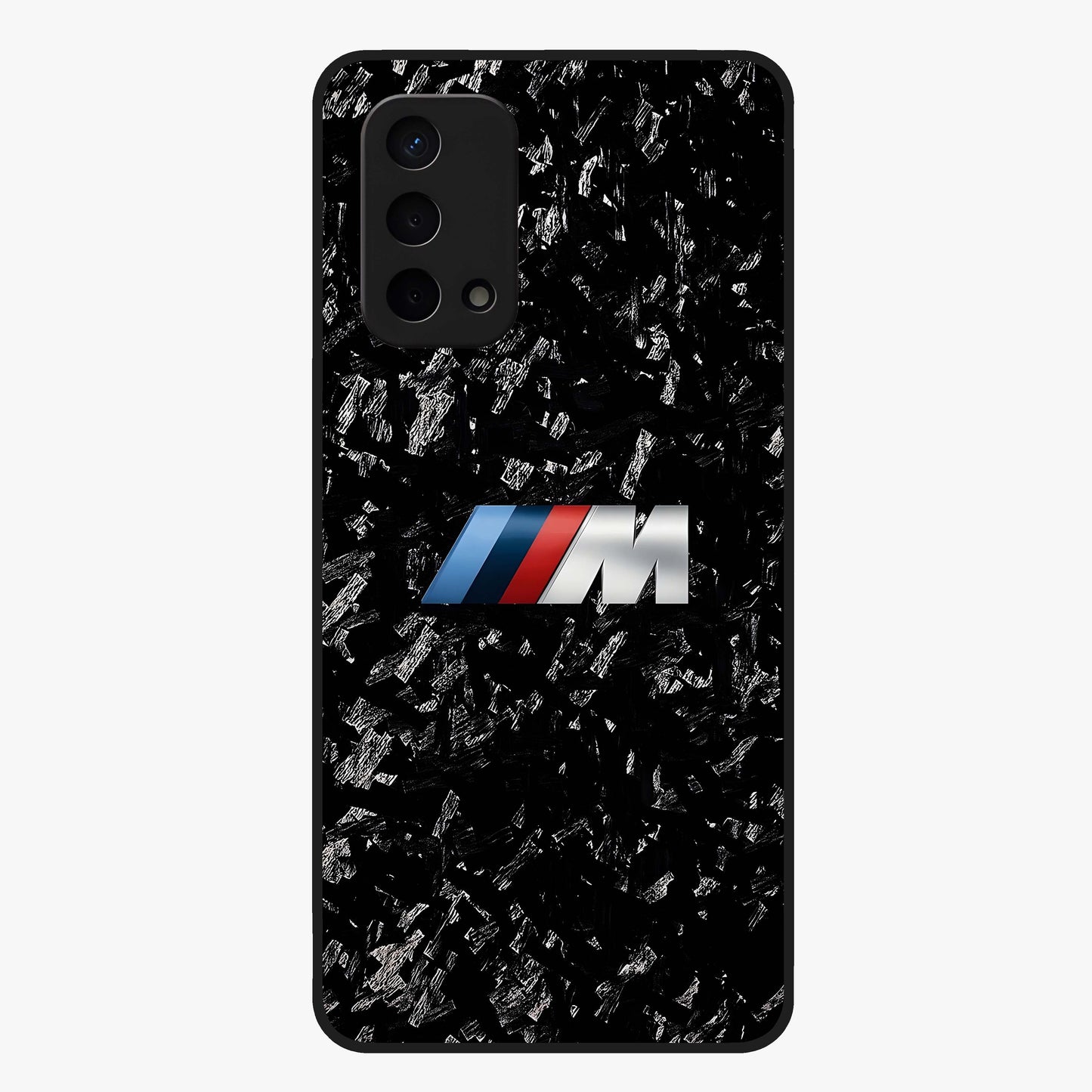 Carbon Speed Mark Glass Case showing flat back view with sporty carbon pattern artwork and glossy glass finish.