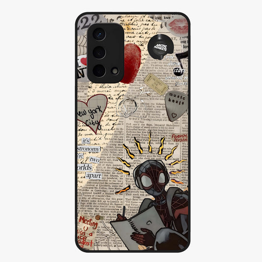 City Dream Sketch Glass Case showing flat back view with artistic city skyline sketch artwork and glossy glass finish.