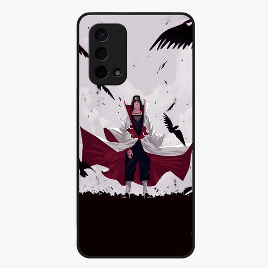 Crimson Crow Ascension Glass Case showing flat back view with mystical crow artwork and glossy glass finish.