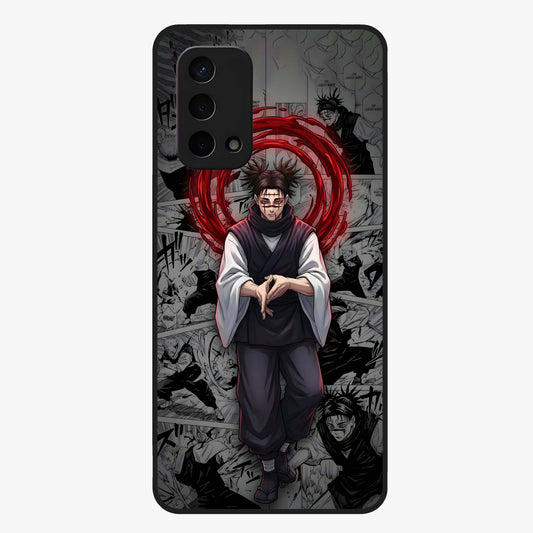 Cursed Ritual Ascension Glass Case showing flat back view with dark ritual themed artwork and glossy glass finish.