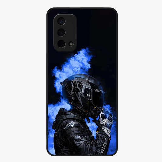 Cyber Sentinel Protocol Glass Case showing flat back view with futuristic cyber themed artwork and glossy glass finish.