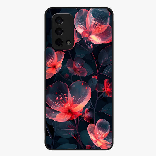 Dark Shade of Flower Glass Case showing flat back view with elegant dark floral artwork and glossy glass finish.