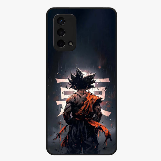 Dark Warrior In Rain Glass Case showing flat back view with warrior artwork in rainy atmosphere and glossy glass finish.