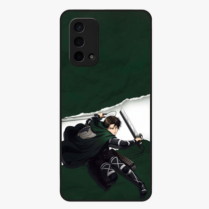 Emerald War Vanguard Glass Case showing flat back view with powerful warrior themed artwork and glossy glass finish.