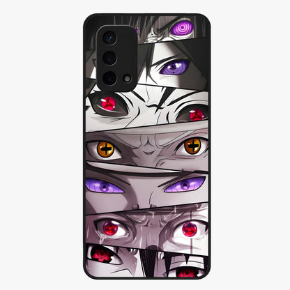 Eyes of Destiny Glass Case showing flat back view with striking eye themed artwork and glossy glass finish.