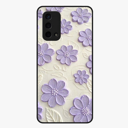 Floral Wall Art With Purple Flowers Glass Case showing flat back view with purple flower artwork and glossy glass finish.