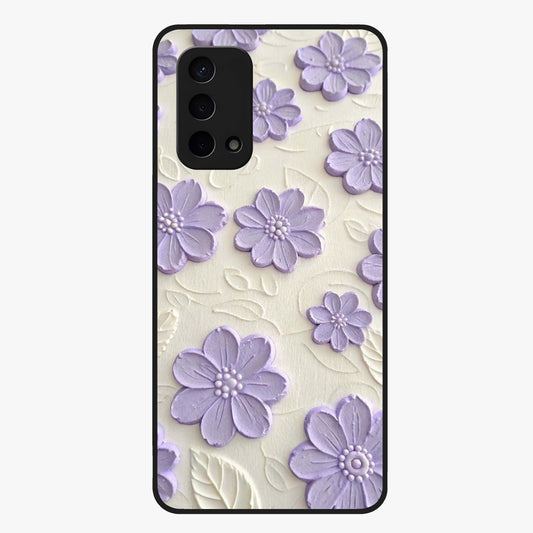 Floral Wall Art With Purple Flowers Glass Case showing flat back view with purple flower artwork and glossy glass finish.