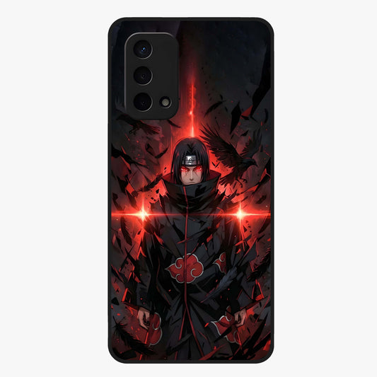 Focused Blade Discipline Glass Case showing flat back view with warrior sword themed artwork and glossy glass finish.