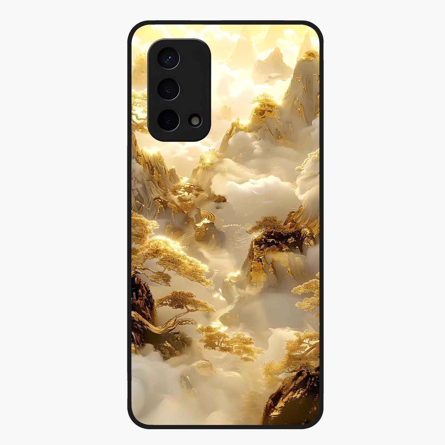 Gates Of Illumination Glass Case showing flat back view with mystical illuminated gate artwork and glossy glass finish.