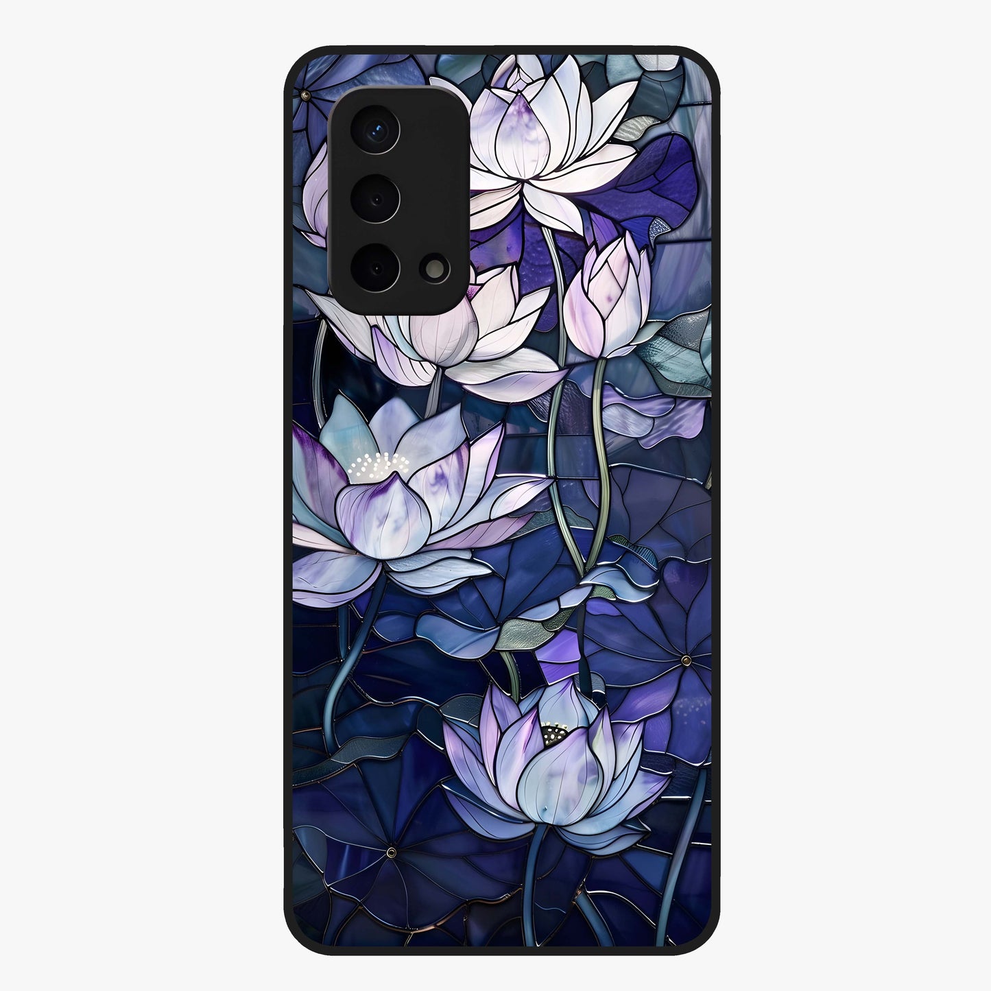 Gloss Petal Rush Glass Case showing flat back view with glossy flower petal artwork and smooth glass finish.