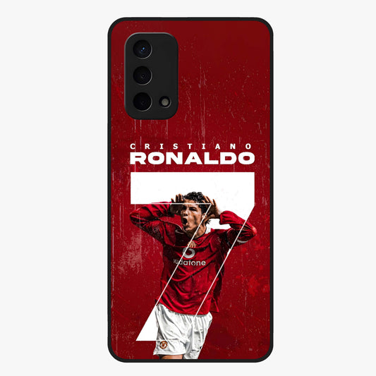 Goal Celebration Legacy Glass Case showing flat back view with football celebration inspired artwork and glossy glass finish.
