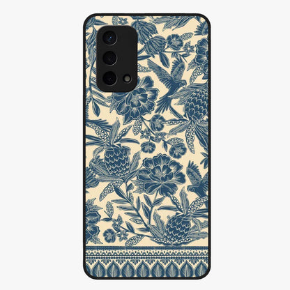 Heirloom Wild Bloom Glass Case showing flat back view with vintage inspired wild flower artwork and glossy glass finish.