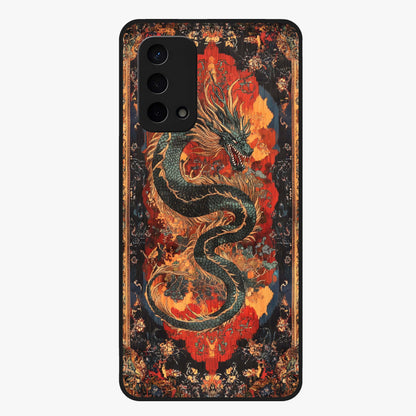 Inferno Dragon Soul Glass Case showing flat back view with fiery dragon artwork and glossy glass finish.