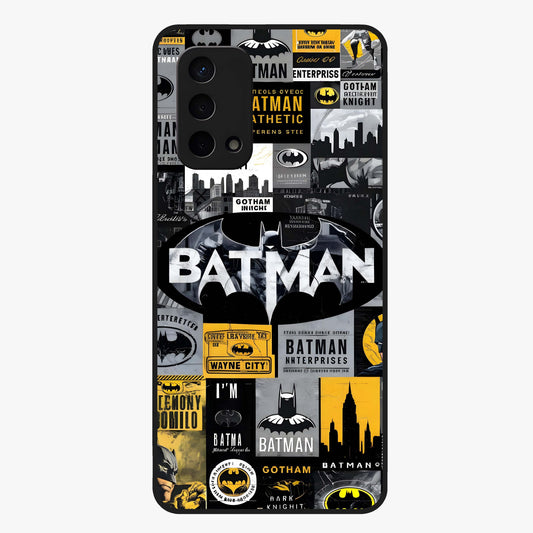 Knight Gotham Rise Glass Case showing flat back view with dark hero inspired artwork and glossy glass finish.
