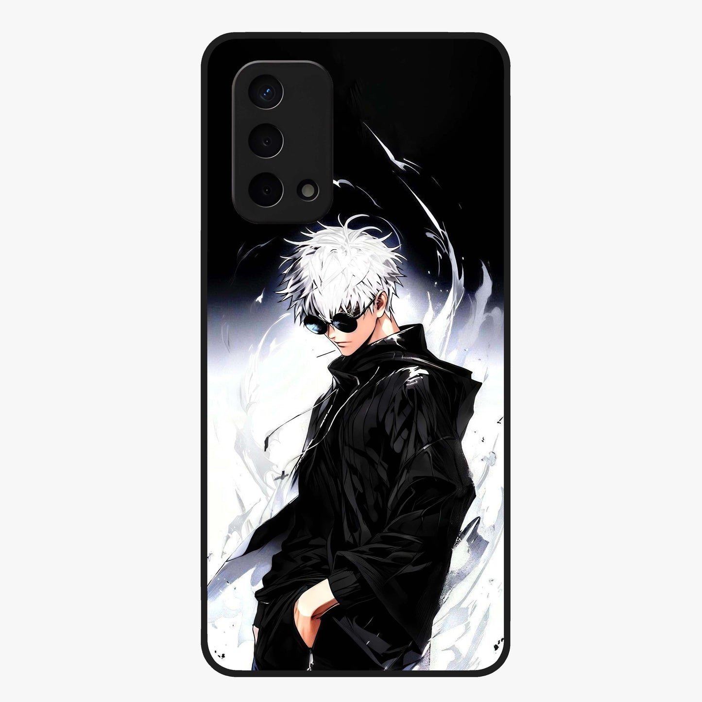 Limitless Shadow King Glass Case showing flat back view with powerful shadow warrior artwork and glossy glass finish.