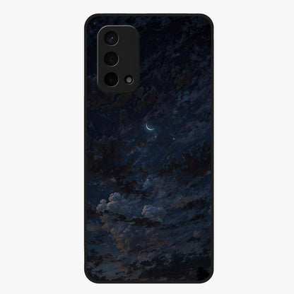 Lunar Veil Silence Glass Case showing flat back view with mystical moon veil artwork and glossy glass finish.